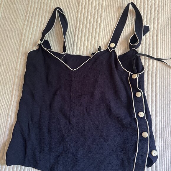 Rag & Bone Women’s Navy Tia Sleeveless Button Trimmed Tank Top Size Medium - Picture 4 of 7